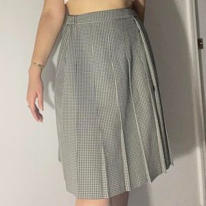 Vintage pleated midi thick gingham skirt
